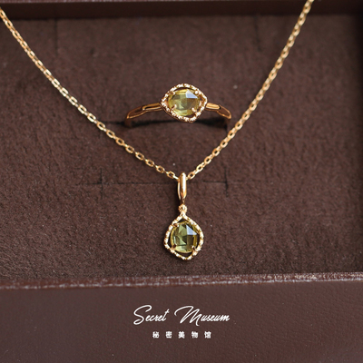 秘密水滴925天然橄榄石吊坠