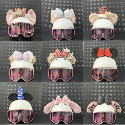 滑雪头盔可爱装饰户外运动头盔蝴蝶结耳朵甜美摆件猫耳头盔帽