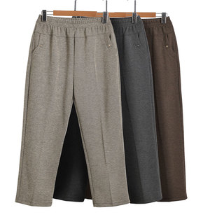 妈妈松紧腰高腰长裤 春秋休闲大码 老人宽松外穿奶奶加绒中老年女裤