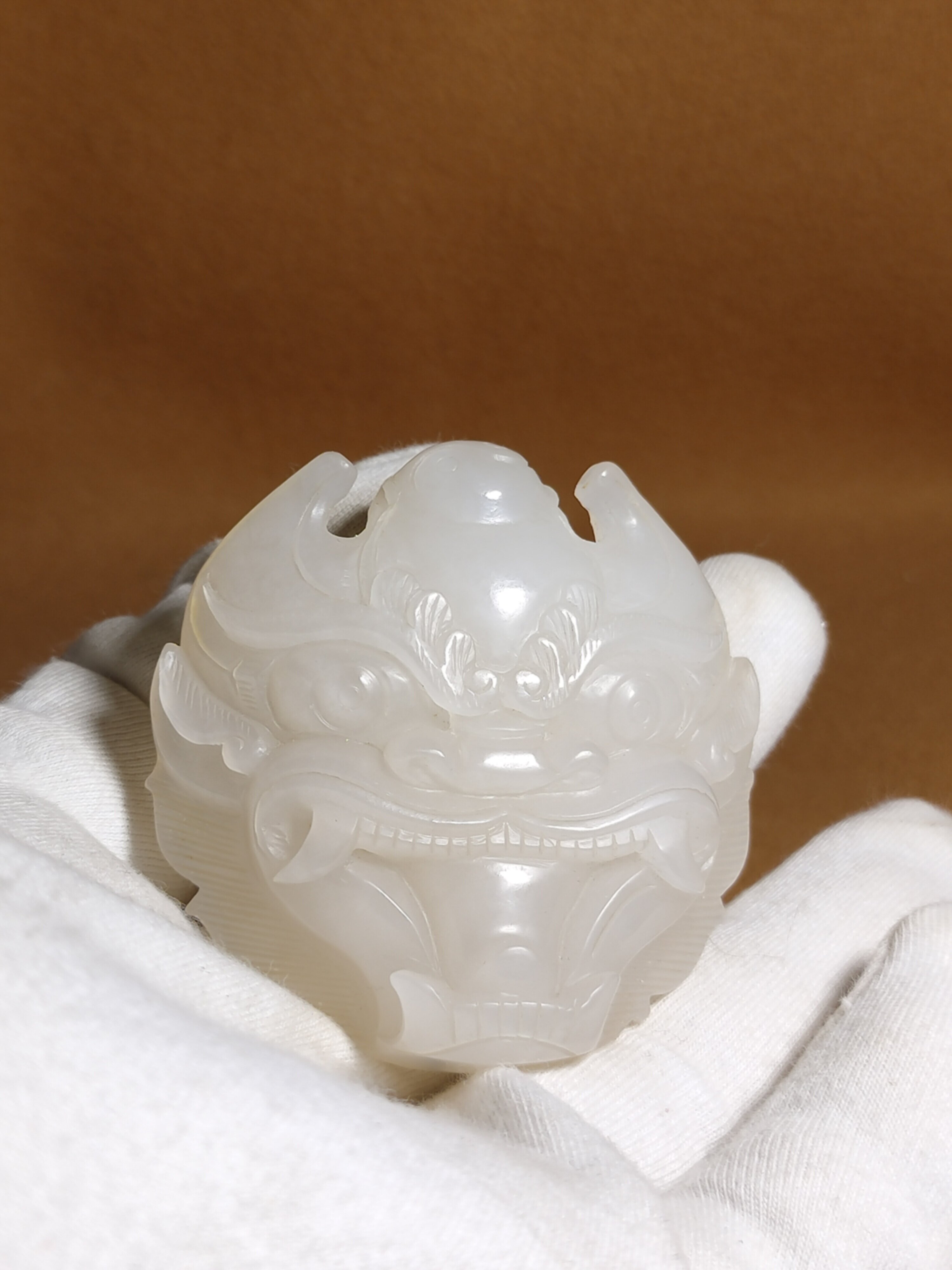 天然和田白玉腰带扣，兽面扣，老和田白玉扣，保真包邮 一物一