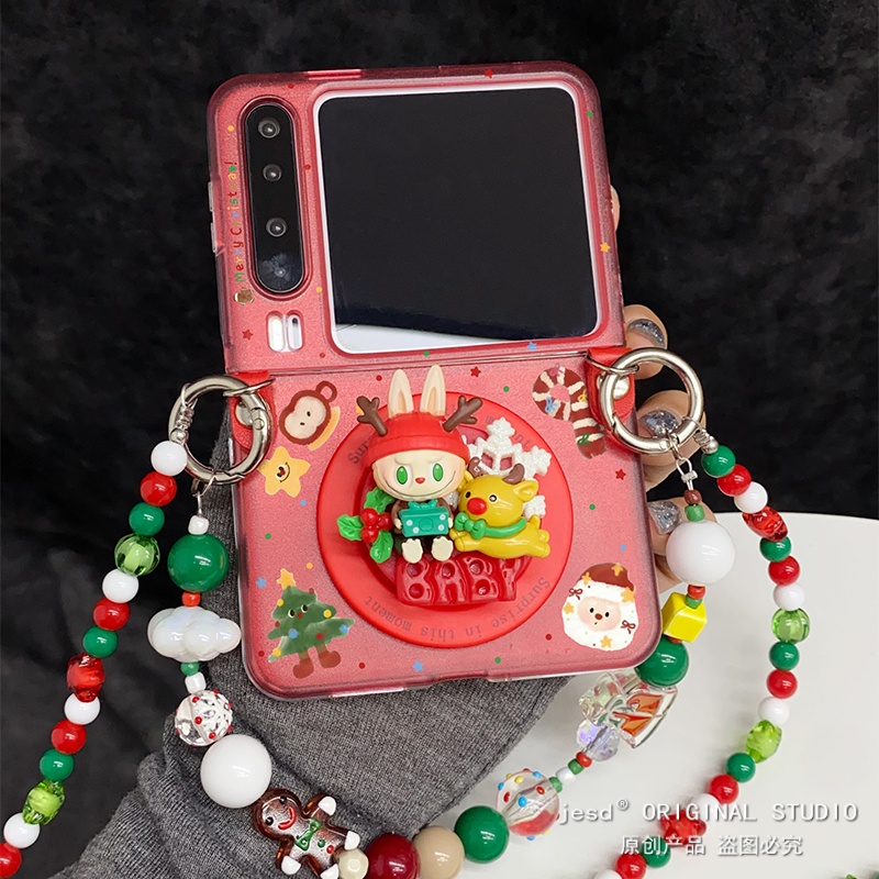 圣诞节麋鹿小怪兽磁吸支架适用荣耀MagicVFlip2手机壳新款PuraX典藏版保护套华为Pocket2/s折叠屏novaFlip硬