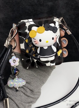 黑色花朵可爱甜酷kitty磁吸支架适用华为pocket2折叠屏N3Flip手机壳PuraX小米mixflip2三星zflip765荣耀vflip