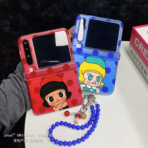 生气茉莉molly女孩适用摩托罗拉Razr60手机壳折叠屏moto razr50ultra背带挂绳保护套红色波点超可爱斜挎新款