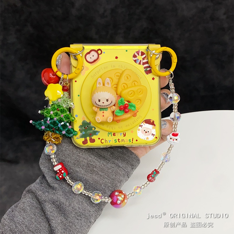 卡通立体圣诞姜饼人适用三星zflip7654手机壳PuraX小怪兽磁吸支架pocket2荣耀vflip小米mixflip2折叠屏N3Flip