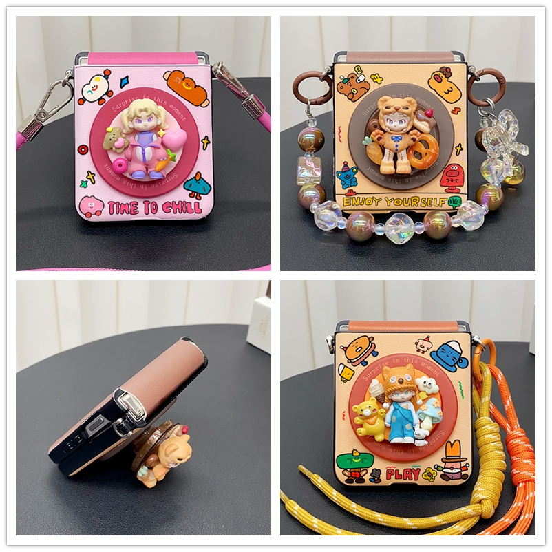 适用华为p50pockets三星zflip7/6折叠屏n3flip手机壳Pura X小米mixflip荣耀vflip兔子女孩磁吸支架novaflip套