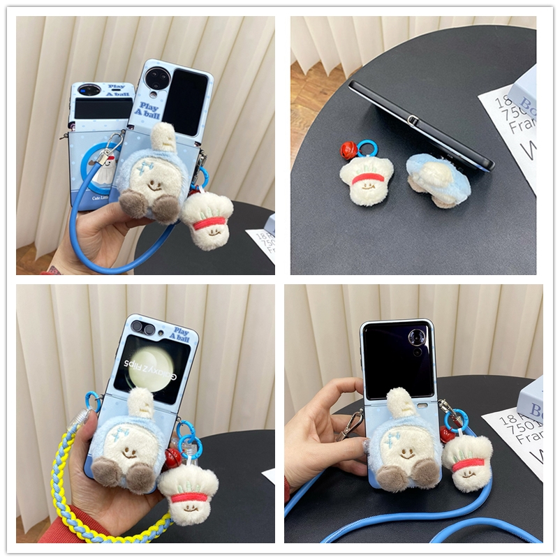 毛绒羽毛球磁吸支架适用华为pocket2三星zflip6/5/4折叠屏n3flip手机壳小米mixflip荣耀vflip保护套novaflip