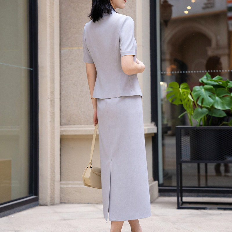 SENSE OF LUXURY PROFESSIONAL SUIT WOMENS 2023 SUMMER NEW TEMPERAMENT DRESS SHORT SLEEVE FORMAL TWO-PIECE SET