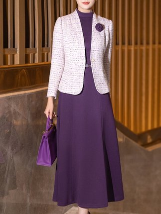 时尚小香风毛呢套装女秋冬2024新款洋气气质短款外套连衣裙两件套