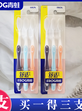 青蛙牙刷柔丝软毛成人家用男女通用清洁牙齿套装护齿洁净QT131B