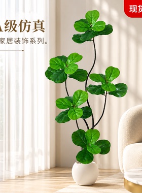 仿真绿植假琴叶榕高端轻奢大盆栽
