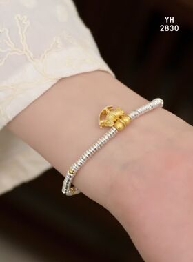 纯银串珠手链马上有钱足银串珠/财源滚滚/雪花银傣家熟银食用银