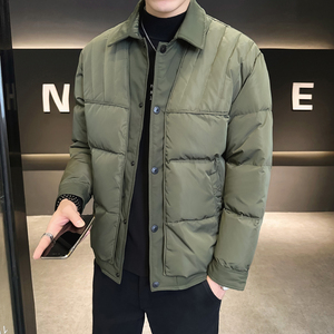 @标 有报告冬白鸭绒拼接翻领羽绒服潮流男拼接衣YR860-P150图片