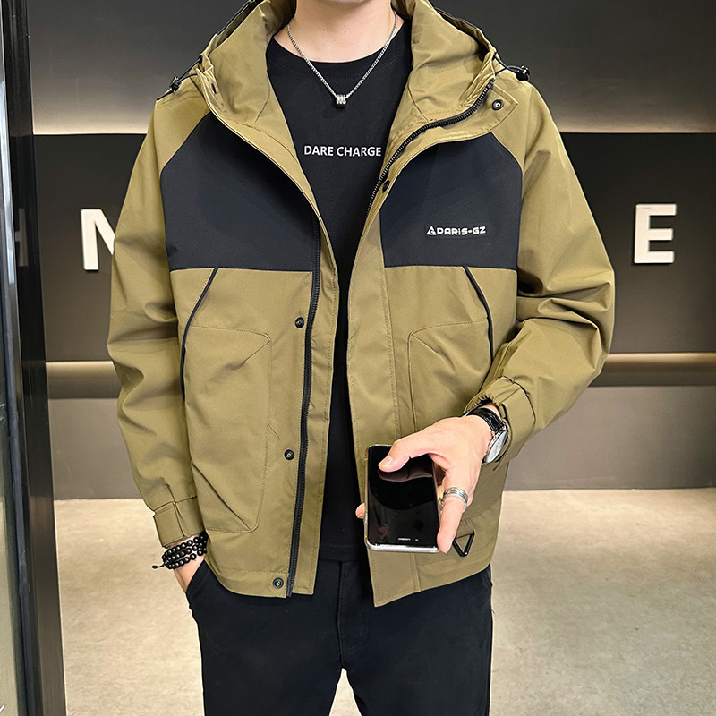 @店主风-冲锋衣织带拼接新款工装连帽长袖夹克外套609-P108,男装夹克,电商D246