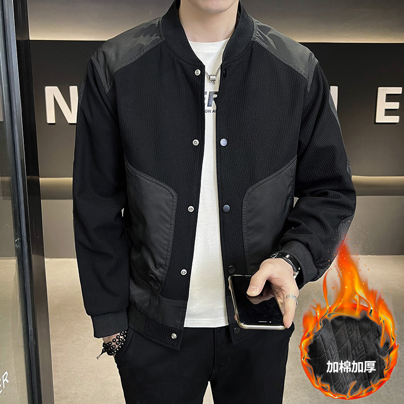 @店主风加棉针织设计工装二棉棒球服长袖夹克外套8602JM-P115,男装夹克,电商D246