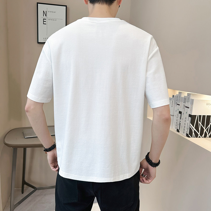 @店主2025新款设计男士高克重V领圆领短袖T恤半袖87012-P48,男装T恤,电商D246