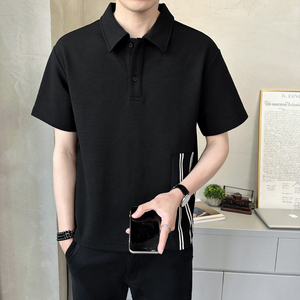 新华夫格280克冰感高级感拼接短袖T恤polo衫PL516-P5588图片