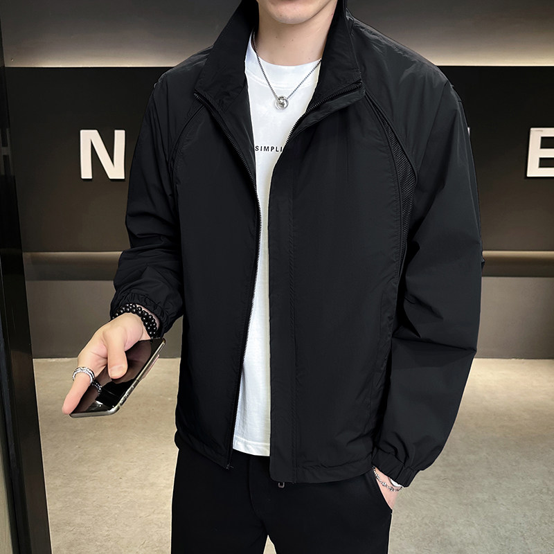 @店主高级感薄款夹克工装立领网布拼接外套12513-P95控138,男装夹克,电商D246