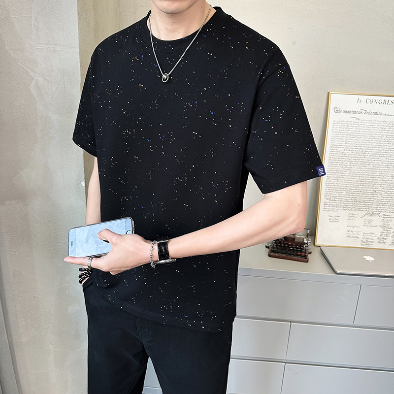 @店主扎染设计男士高克重圆领泼墨短袖T恤半袖85235-P48,男装T恤,电商D246