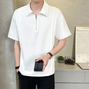抖音 冰丝速干男士凉感撞色圆领短袖T恤polo杉T523-P5588图片