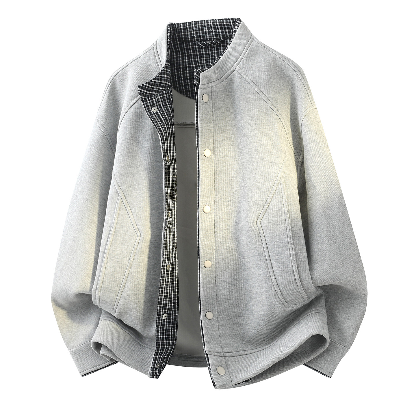 3D平铺-2026春秋新款男士外套开衫假两件工装夹克JK158-P100，男装夹克，电商D246