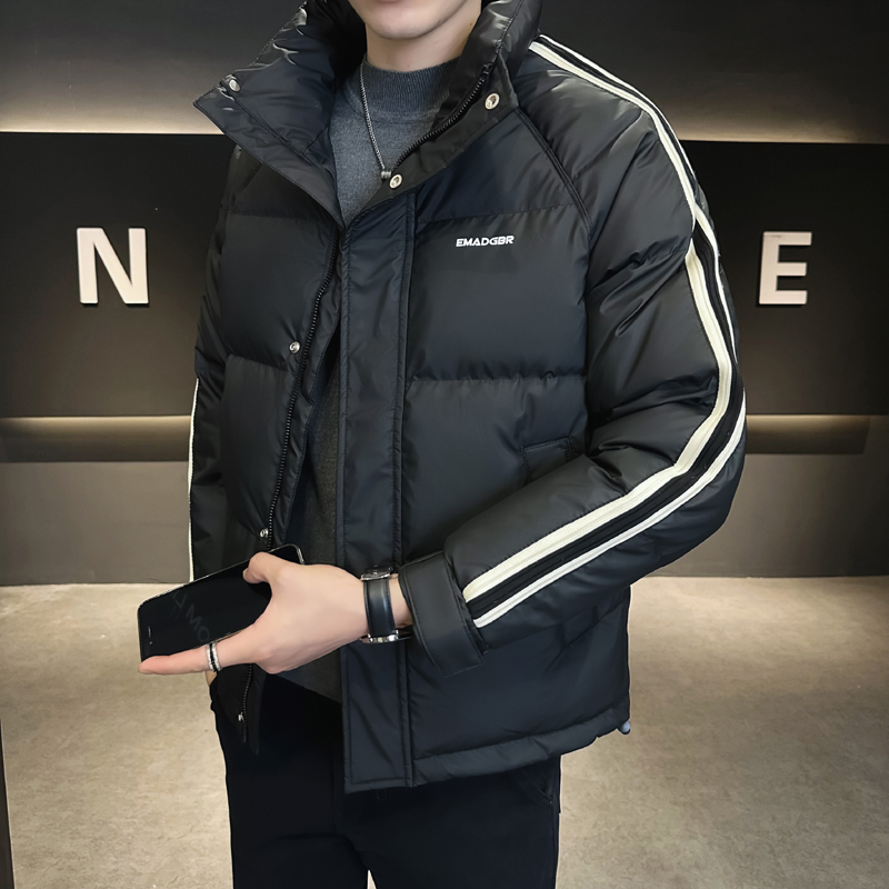 @店主风-冬白鸭绒织带拼接羽绒服潮流男拼接上衣YR851-P130，男装羽绒服，电商D246
