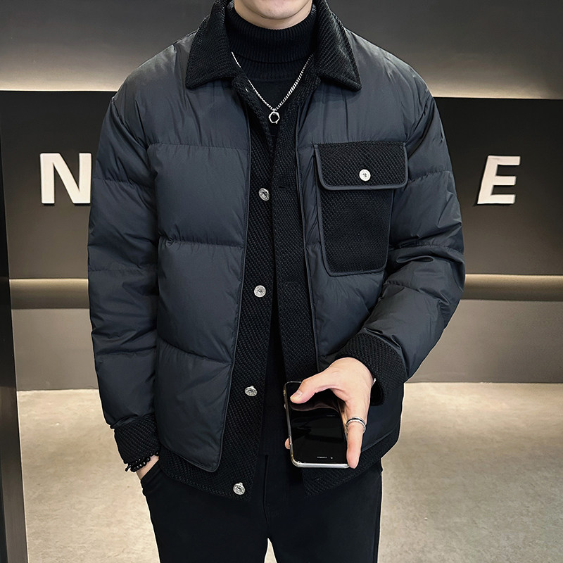 @新标90-美式新款外套羽绒服假两件拼接潮流男上衣8322-特P120，男装羽绒服，电商D246