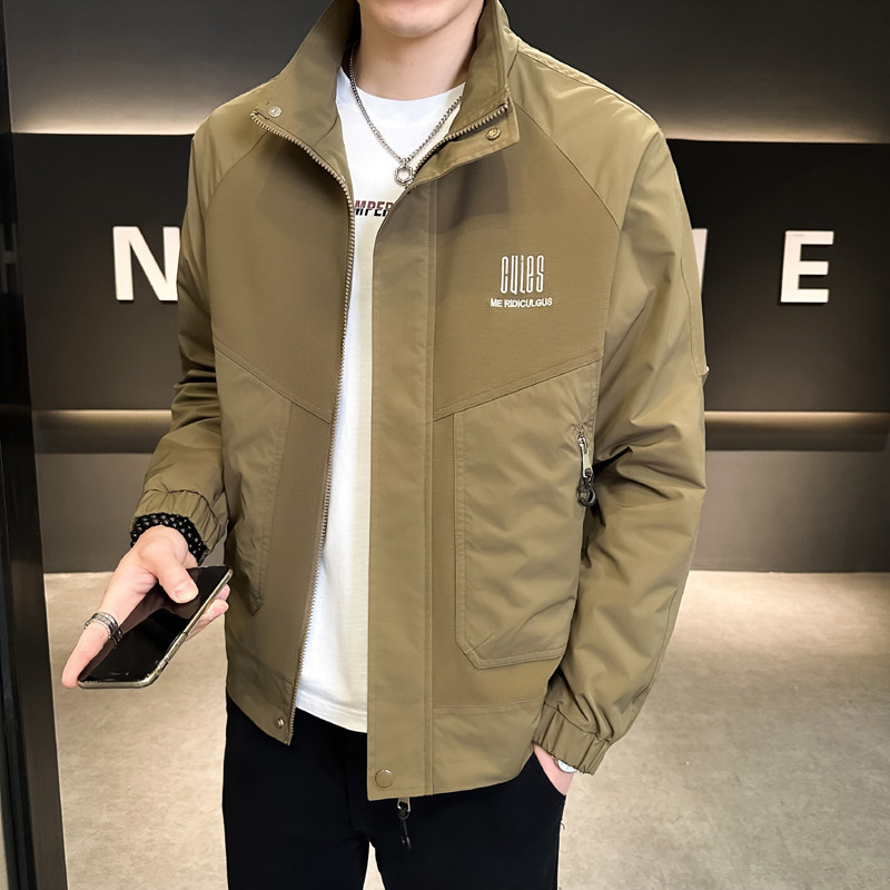 @店主-2025年春秋新款男士高端针织拼接工装夹克外套JK136-P80,男装夹克,电商D246
