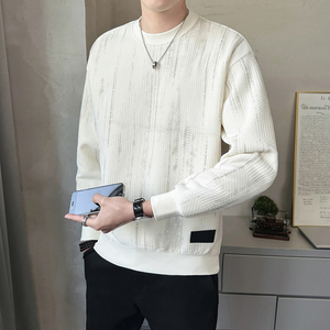 抖音特殊面料上衣男针织长袖卫衣圆领外套休闲-8826-P58控88