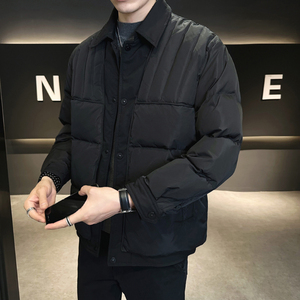 @标 有报告冬外套拼接翻领羽绒服潮流男拼接衣YR860-P150图片