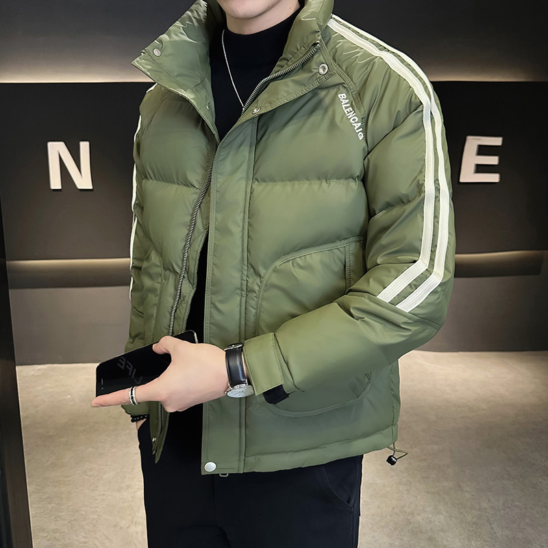 @店主风-免洗面料冬立领织带羽绒服潮流男9935-P100，男装羽绒服，电商D246
