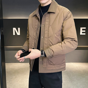 @标 有报告肌理感羽绒服潮流男衬衫领18819-P175图片