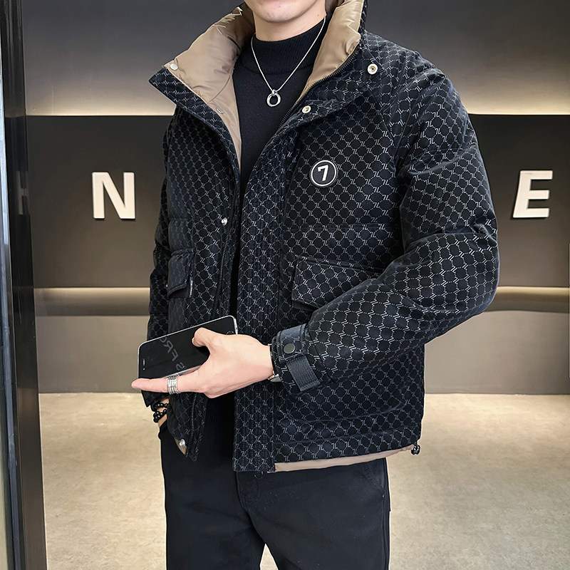 @店主风-满印冬新款白鸭绒皮衣羽绒服潮流男35005-P185图片