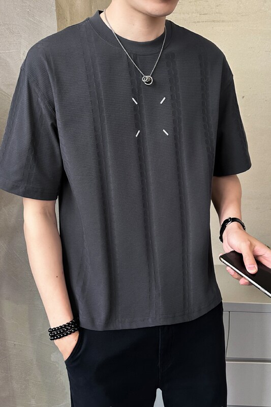 原版面料定制提花男士高克重刺绣圆领短袖T恤半袖T516-P50,男装T恤,电商D246
