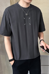 原版面料 定制提花男士高克重刺绣圆领短袖T恤半袖T516-P50图片