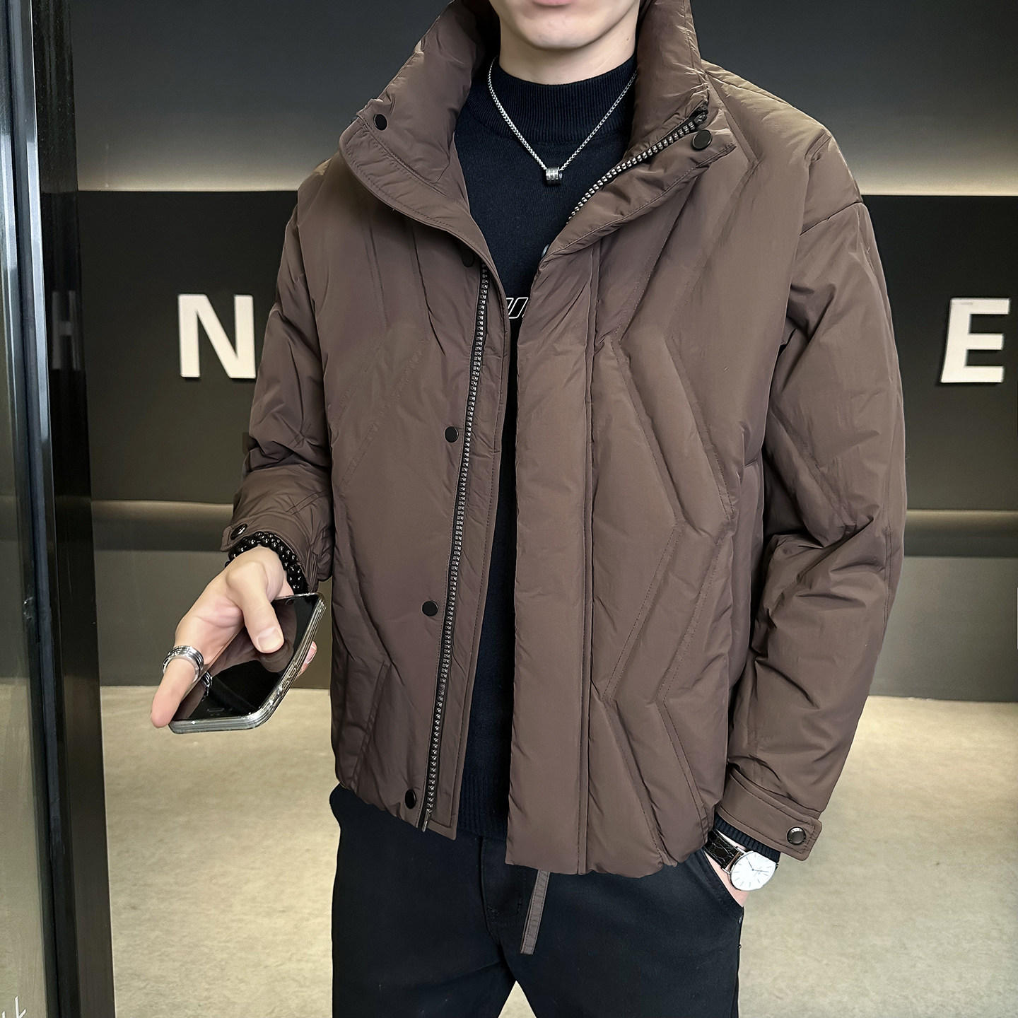 @标502025新款外套羽绒服工装设计高级感男立领外套8688-P205,男装羽绒服,电商D246