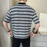 原版面料条纹男士高克重V领短袖T恤半袖T532-P48，男装T恤，电商D246