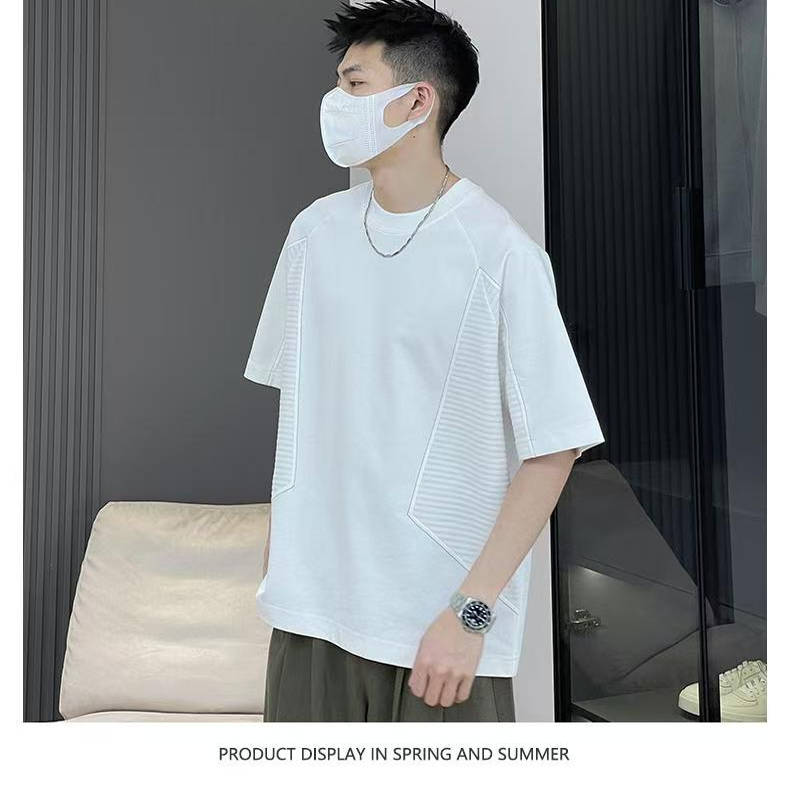 冰丝凉感男士速干拼接圆领短袖T恤半袖T528-P48,男装T恤,电商D246
