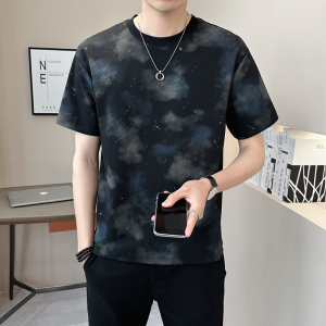 @店主 扎染设计男士高克重圆领条纹短袖T恤半袖32013-P48图片
