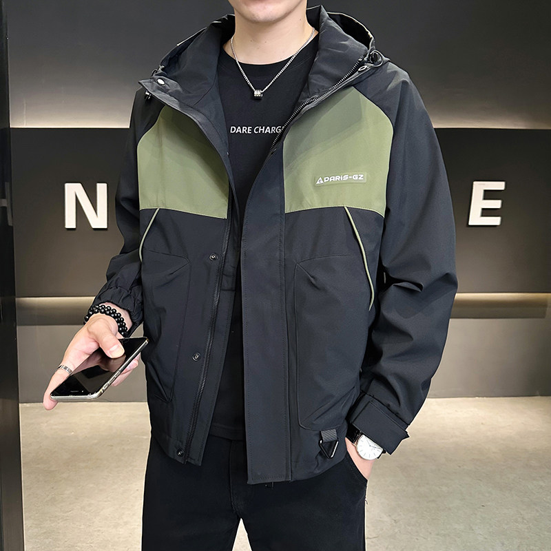 @店主风-冲锋衣织带拼接新款工装连帽长袖夹克外套609-P108,男装夹克,电商D246