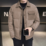 @新标有报告外套羽绒服拼接潮流男衬衫领YR885-P195，男装衬衫，电商D246