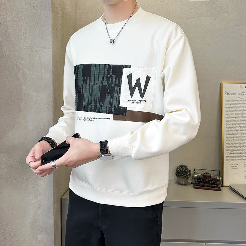 @店主风特殊面料男拼接针织长袖卫衣圆领外套6626-P58控88,男装卫衣,电商D246