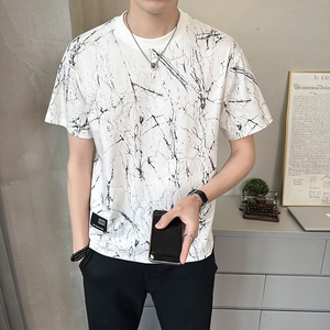 @店主 扎染设计男士高克重圆领泼墨短袖T恤半袖85118-P48图片