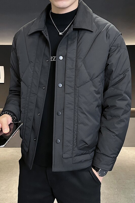 @标有报告肌理感羽绒服潮流男衬衫领18819-P175,男装衬衫,电商D246