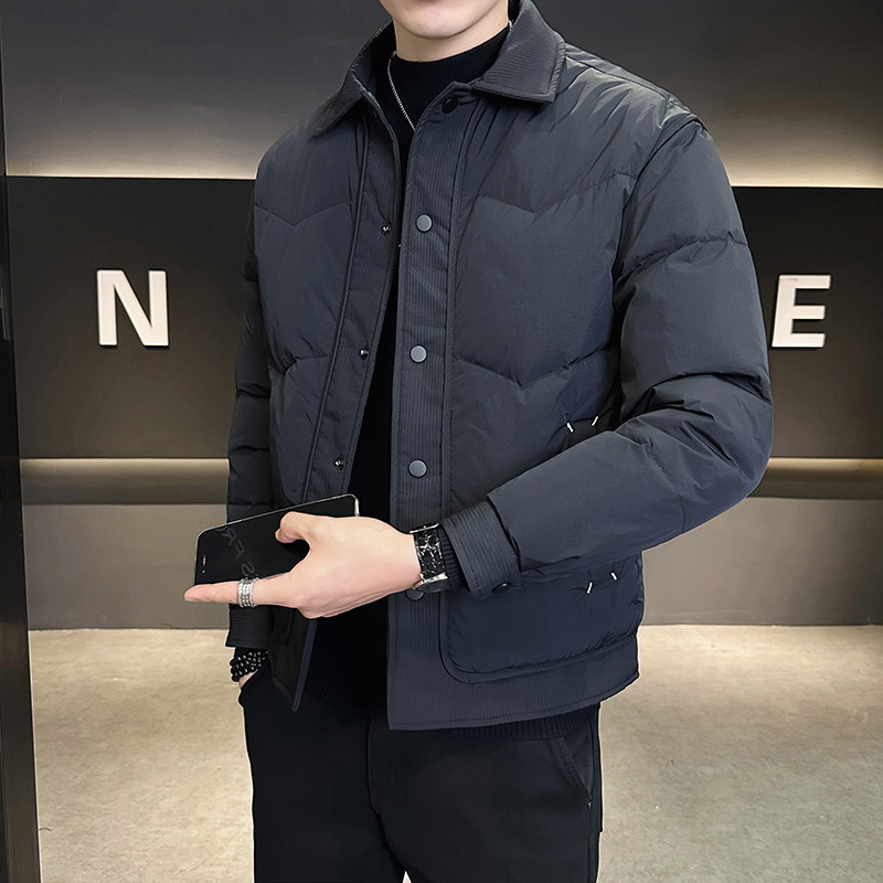 @标-冬新款轻薄外套羽绒服潮流男立领拼接上衣-8803-P180图片