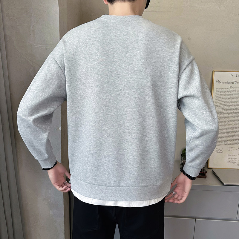 @店主风特殊面料假两件针织长袖卫衣圆领外套25008-P68控98,男装卫衣,电商D246