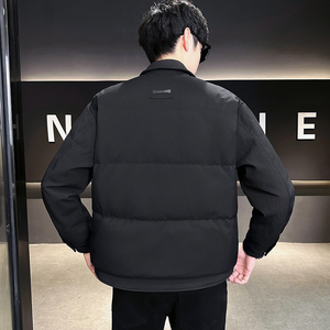 @新标 有报告白鸭绒羽绒服拼接潮流男衬衫领YR885-P195图片