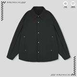 抖音男士轻薄刺绣解构衬衫纯色翻领工装夹克外套2537-P75，男装夹克，电商D246