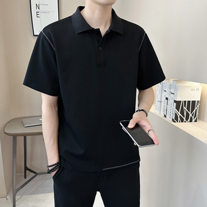 重磅冰丝凉感轻奢高级男士设计感polo杉短袖T恤半袖3590-P55图片