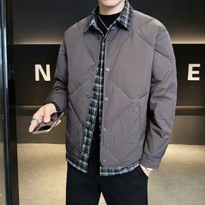 @标 抖音 外套羽绒服假两件格子高级感男外套98006-P185图片