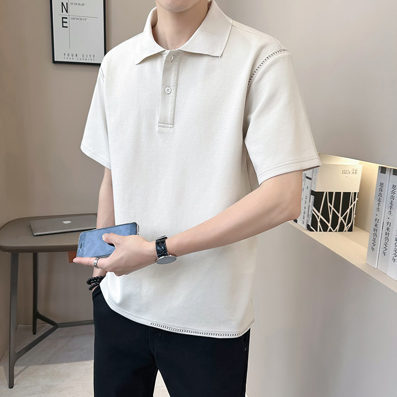 重磅冰丝凉感轻奢高级男士设计感polo杉短袖T恤半袖3590-P55图片